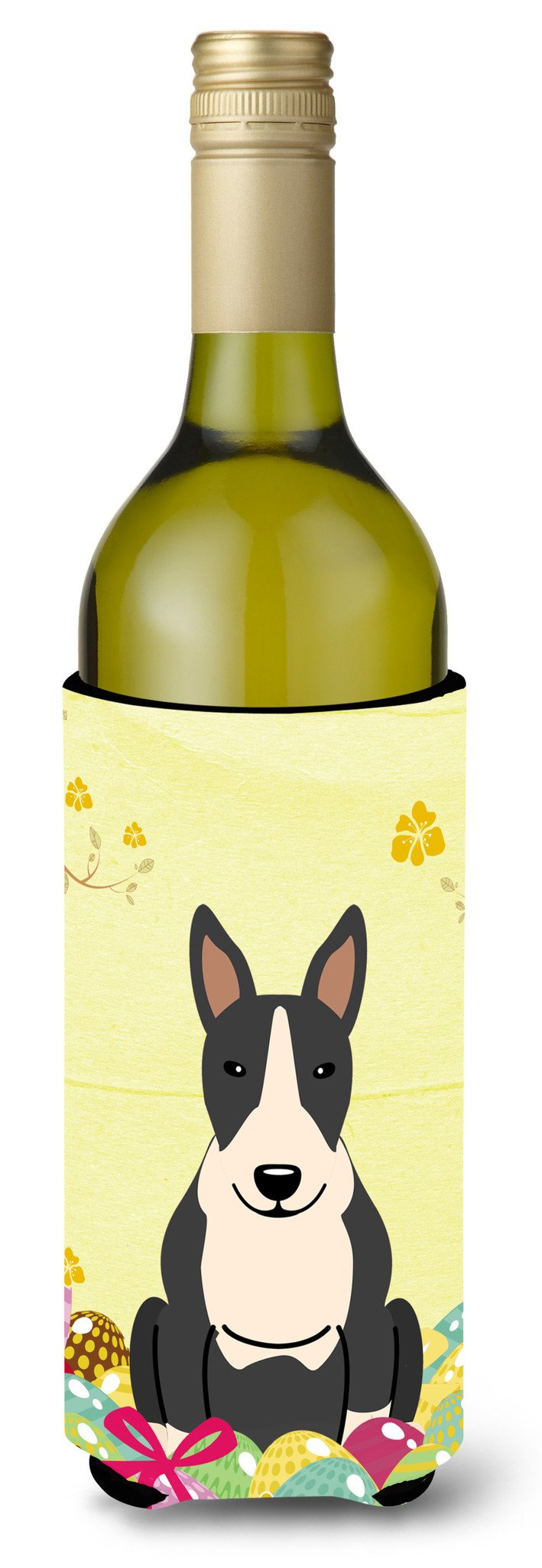 Easter Eggs Bull Terrier Black White Wine Bottle Beverge Insulator Hugger BB6133LITERK by Caroline&#39;s Treasures