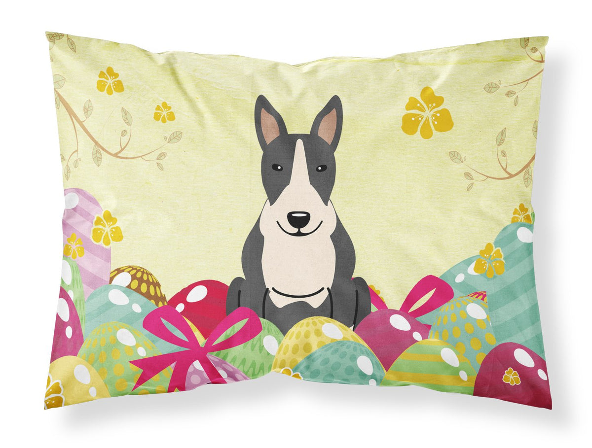 Easter Eggs Bull Terrier Black White Fabric Standard Pillowcase BB6133PILLOWCASE by Caroline&#39;s Treasures