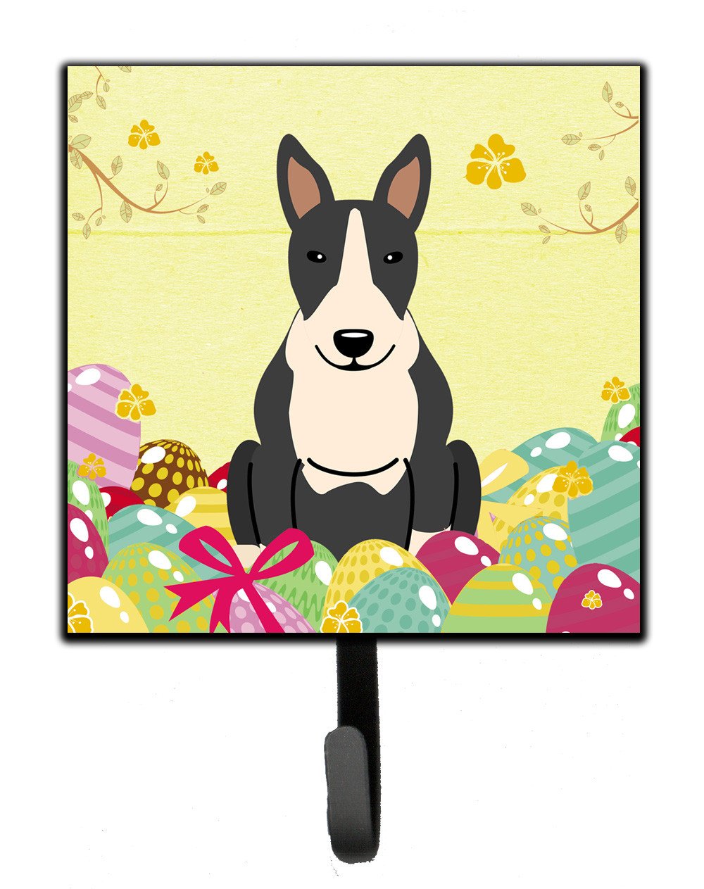 Easter Eggs Bull Terrier Black White Leash or Key Holder BB6133SH4 by Caroline&#39;s Treasures