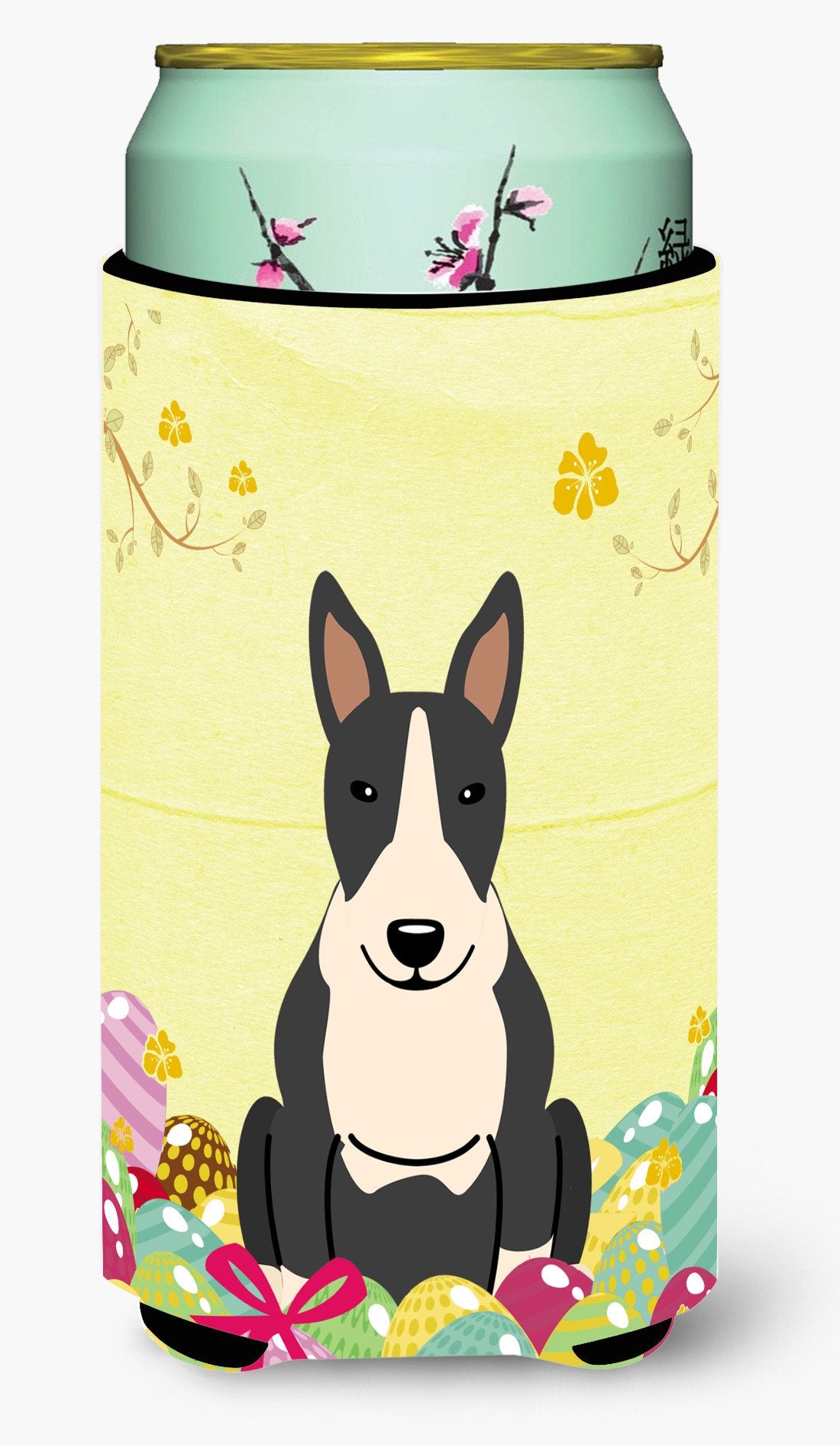 Easter Eggs Bull Terrier Black White Tall Boy Beverage Insulator Hugger BB6133TBC by Caroline&#39;s Treasures