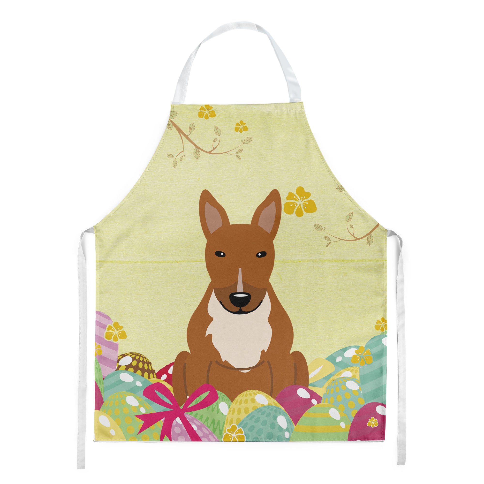 Easter Eggs Bull Terrier Red Apron BB6134APRON  the-store.com.