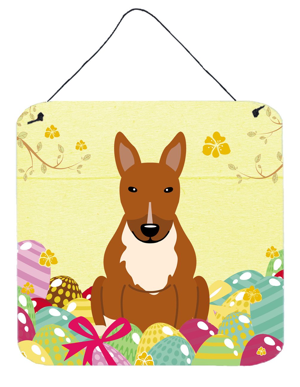 Easter Eggs Bull Terrier Red Wall or Door Hanging Prints BB6134DS66 by Caroline&#39;s Treasures