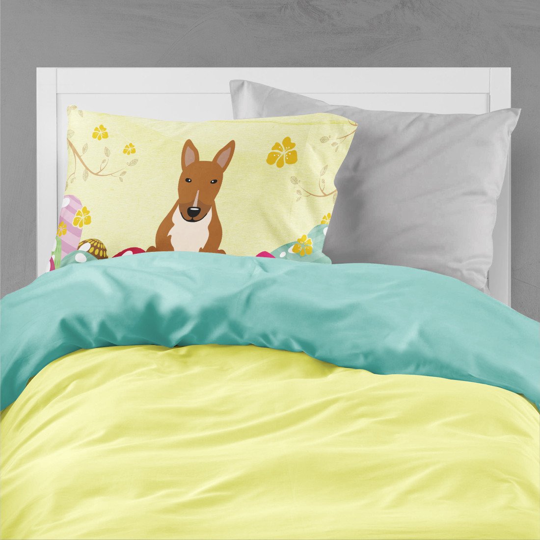 Easter Eggs Bull Terrier Red Fabric Standard Pillowcase BB6134PILLOWCASE by Caroline's Treasures