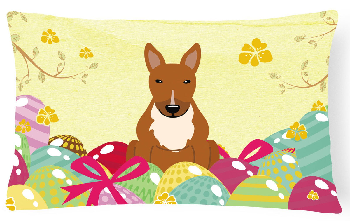 Easter Eggs Bull Terrier Red Canvas Fabric Decorative Pillow BB6134PW1216 by Caroline&#39;s Treasures