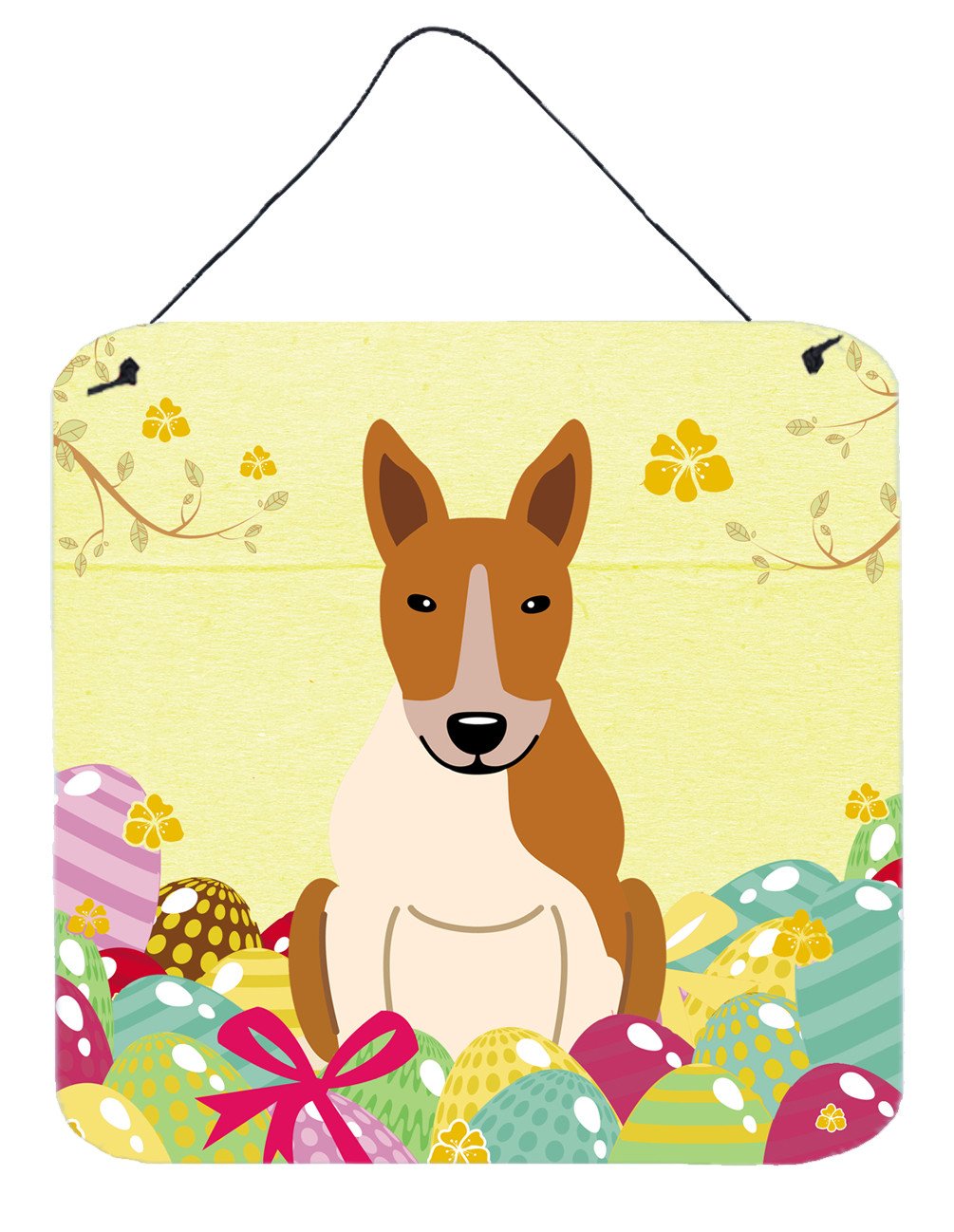 Easter Eggs Bull Terrier Red White Wall or Door Hanging Prints BB6135DS66 by Caroline&#39;s Treasures