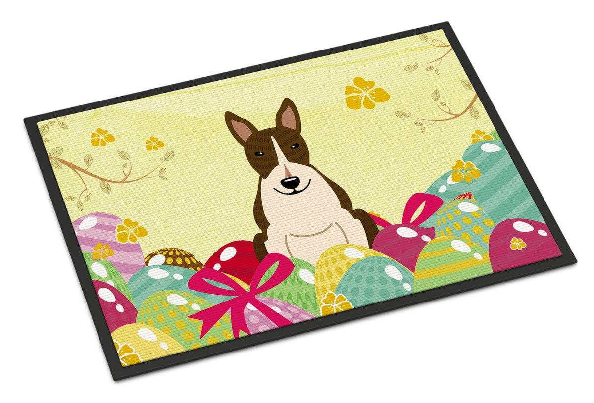 Easter Eggs Bull Terrier Dark Brindle Indoor or Outdoor Mat 24x36 BB6136JMAT by Caroline&#39;s Treasures