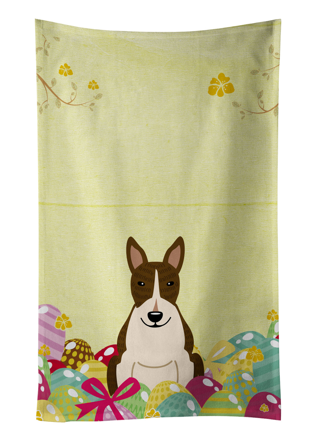 Easter Eggs Bull Terrier Dark Brindle Kitchen Towel BB6136KTWL - the-store.com