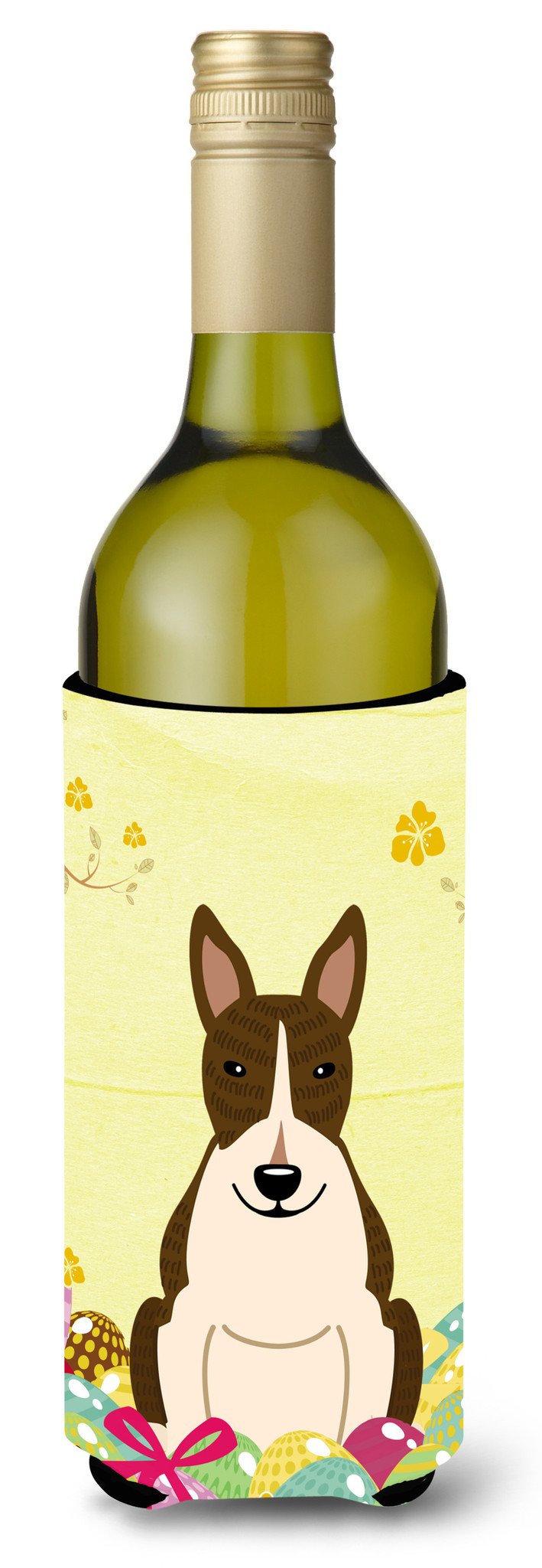 Easter Eggs Bull Terrier Dark Brindle Wine Bottle Beverge Insulator Hugger BB6136LITERK by Caroline&#39;s Treasures
