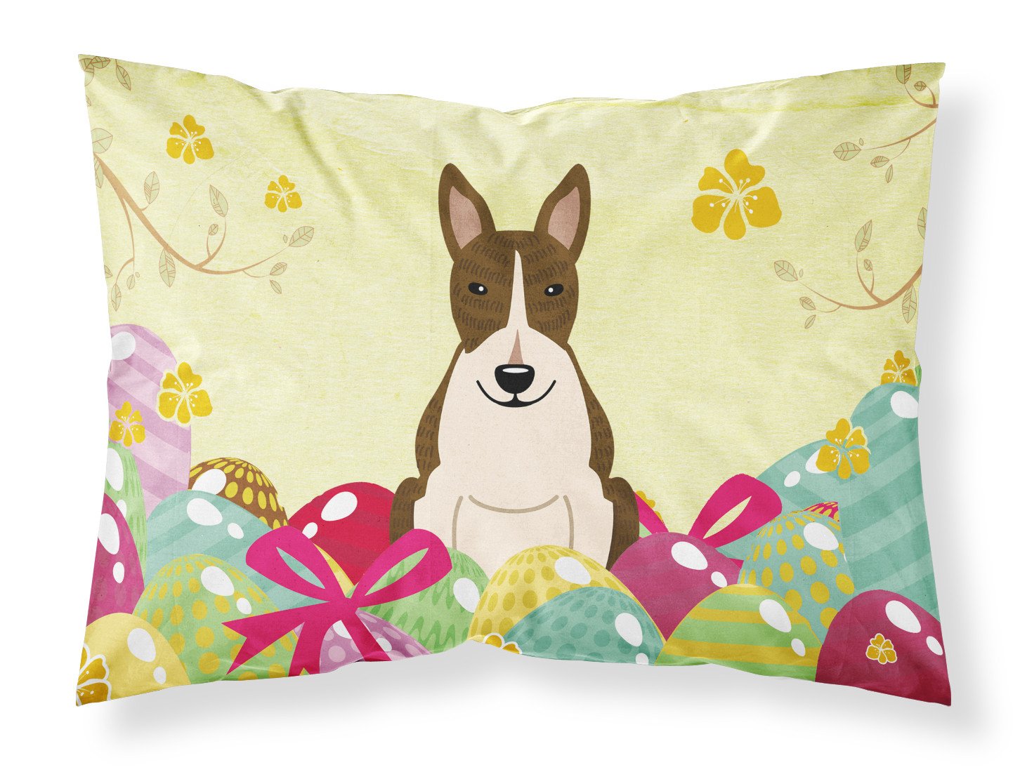 Easter Eggs Bull Terrier Dark Brindle Fabric Standard Pillowcase BB6136PILLOWCASE by Caroline's Treasures