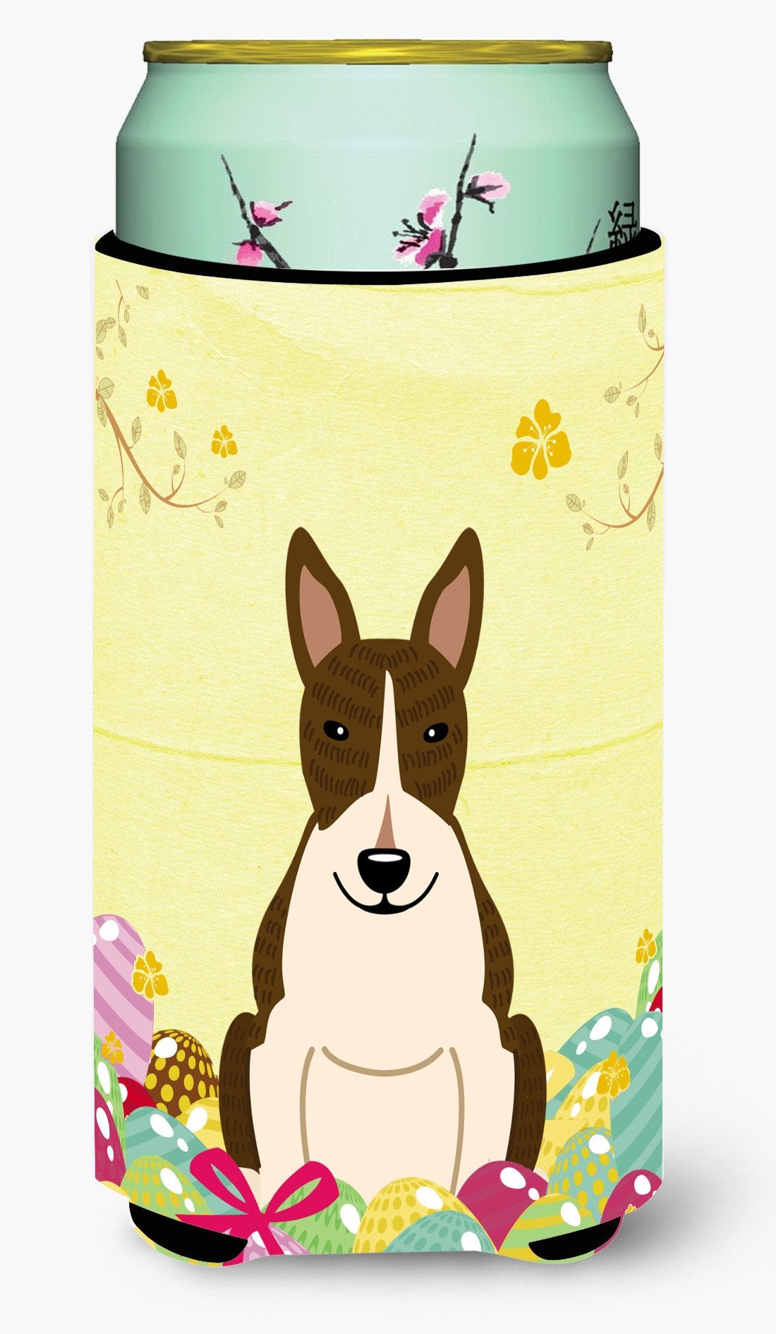 Easter Eggs Bull Terrier Dark Brindle Tall Boy Beverage Insulator Hugger BB6136TBC by Caroline&#39;s Treasures