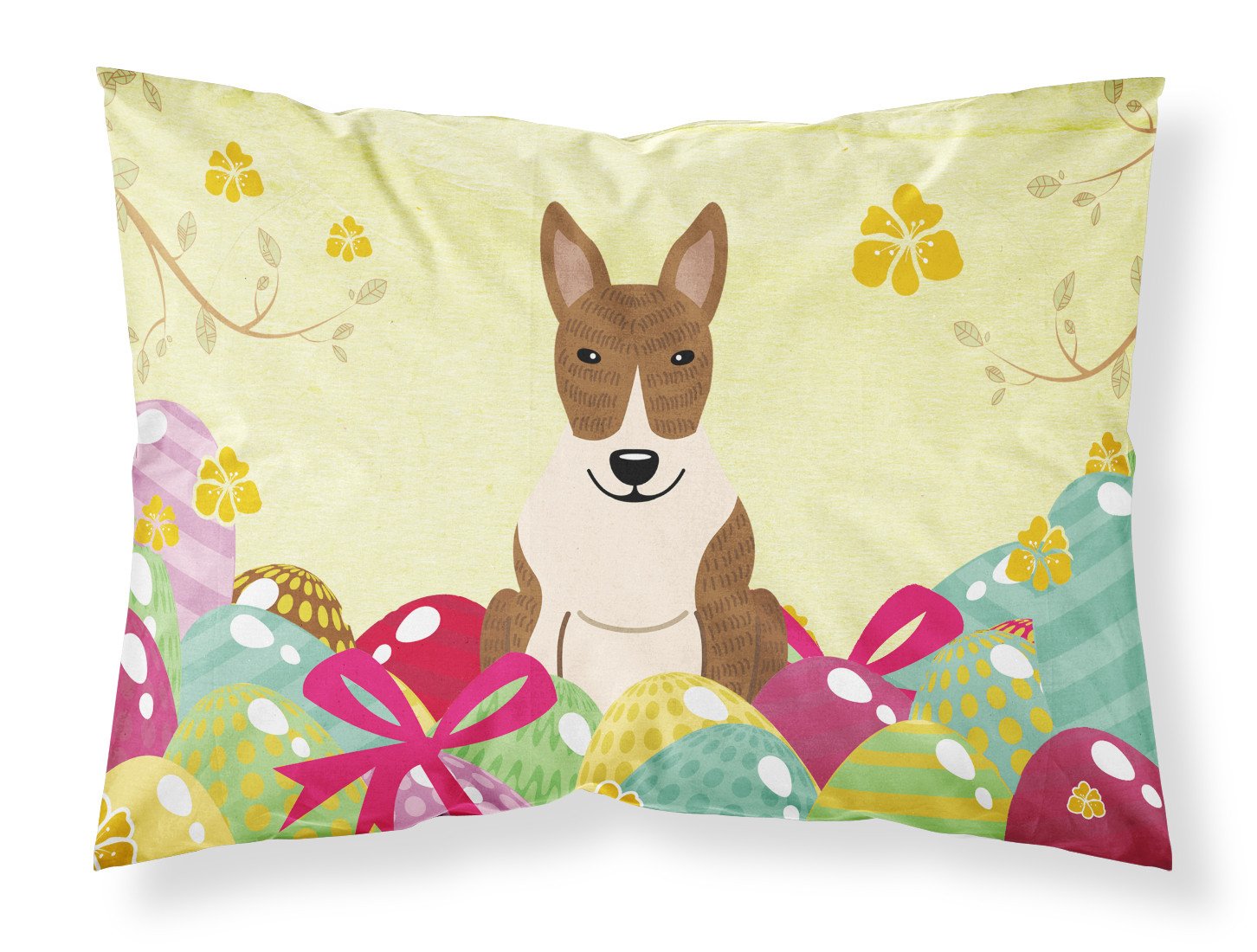 Easter Eggs Bull Terrier Brindle Fabric Standard Pillowcase BB6137PILLOWCASE by Caroline's Treasures
