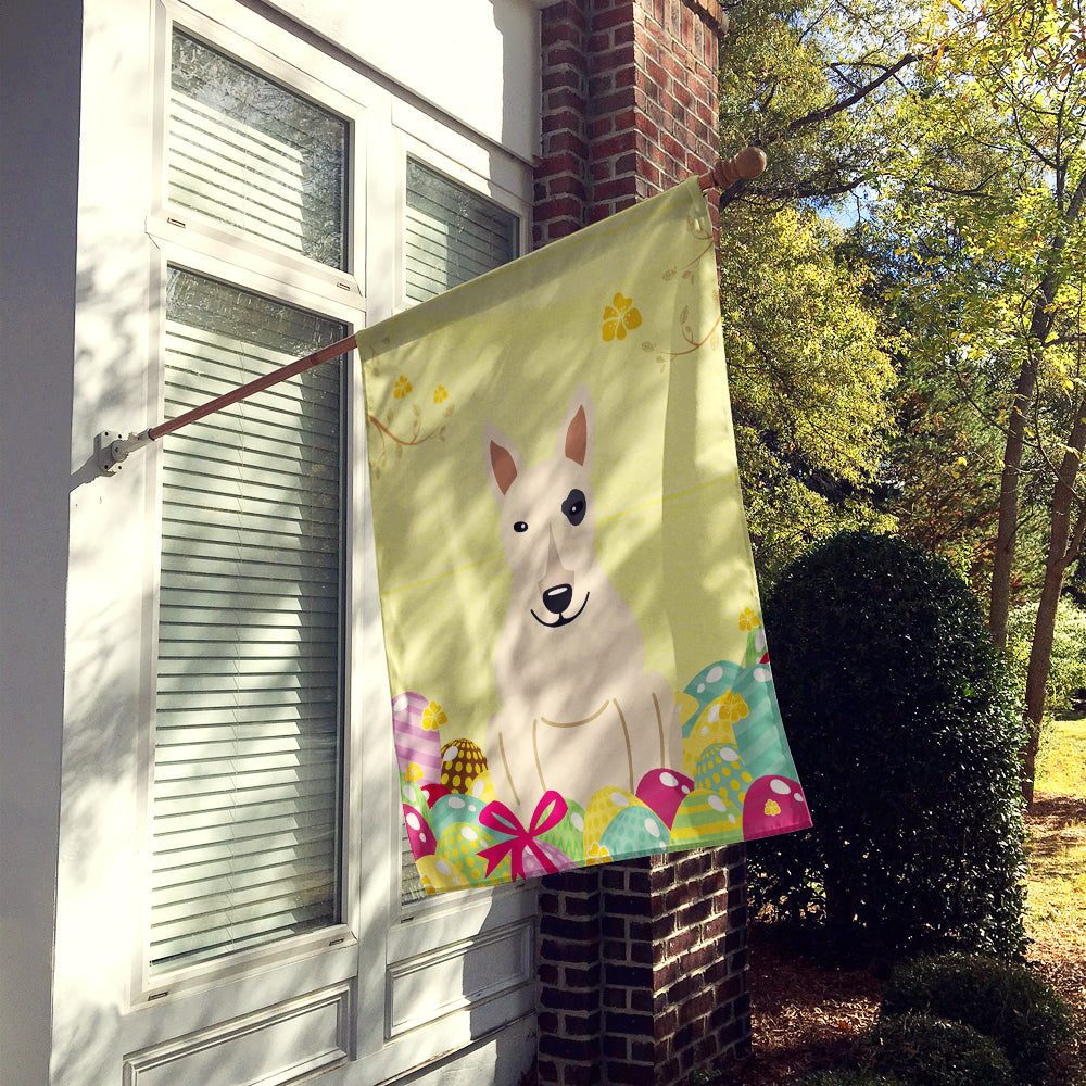 Easter Eggs Bull Terrier White Flag Canvas House Size BB6138CHF