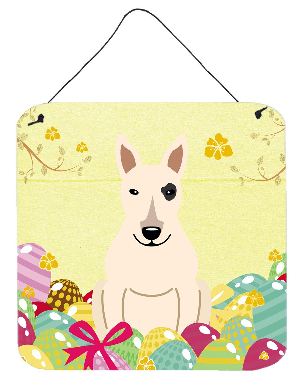Easter Eggs Bull Terrier White Wall or Door Hanging Prints BB6138DS66 by Caroline&#39;s Treasures