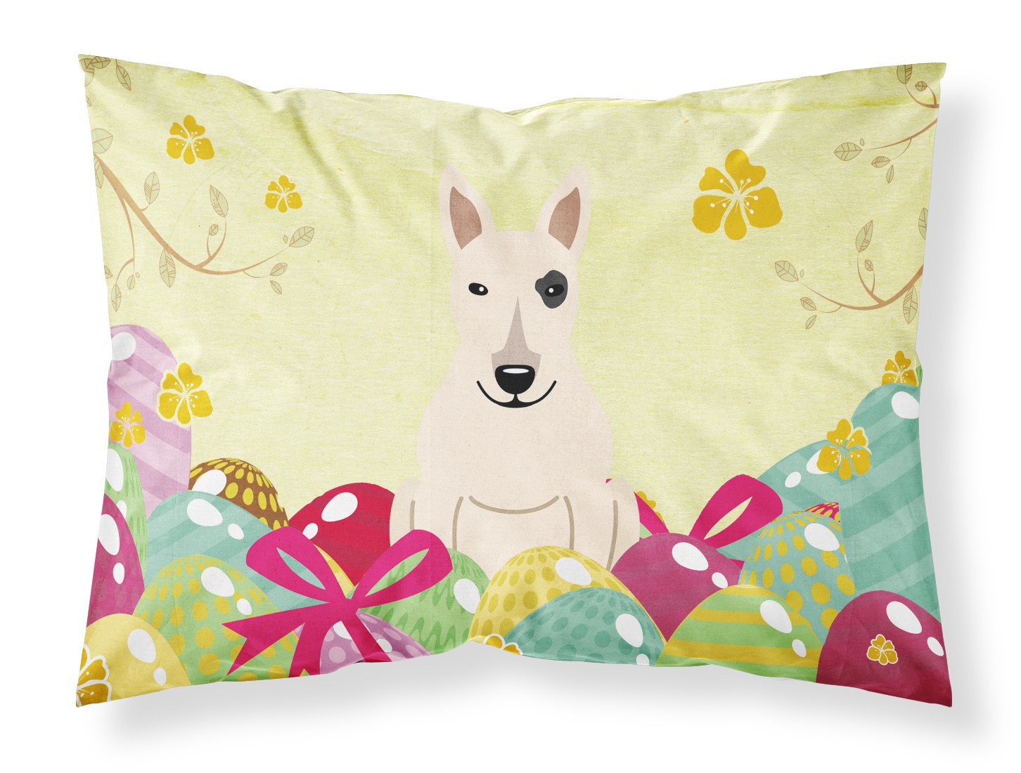 Easter Eggs Bull Terrier White Fabric Standard Pillowcase BB6138PILLOWCASE by Caroline's Treasures