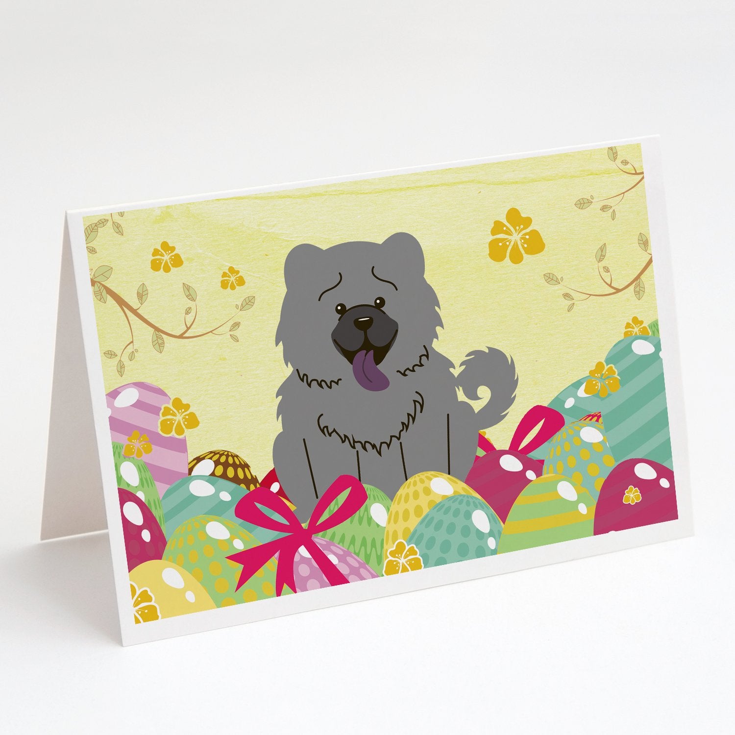 Buy this Easter Eggs Chow Chow Blue Greeting Cards and Envelopes Pack of 8