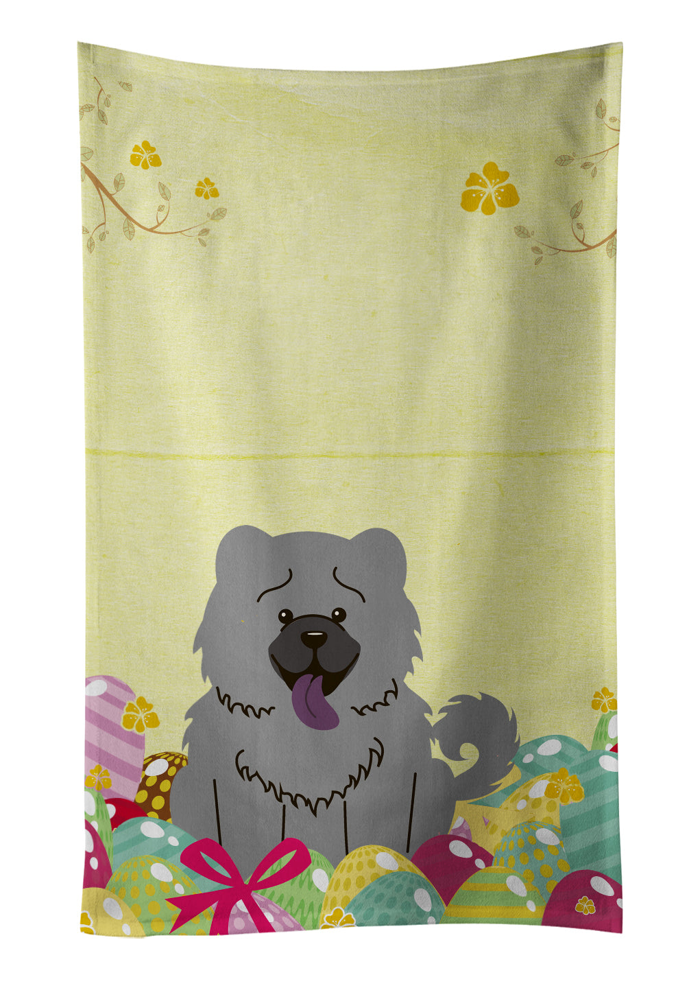 Easter Eggs Chow Chow Blue Kitchen Towel BB6139KTWL - the-store.com