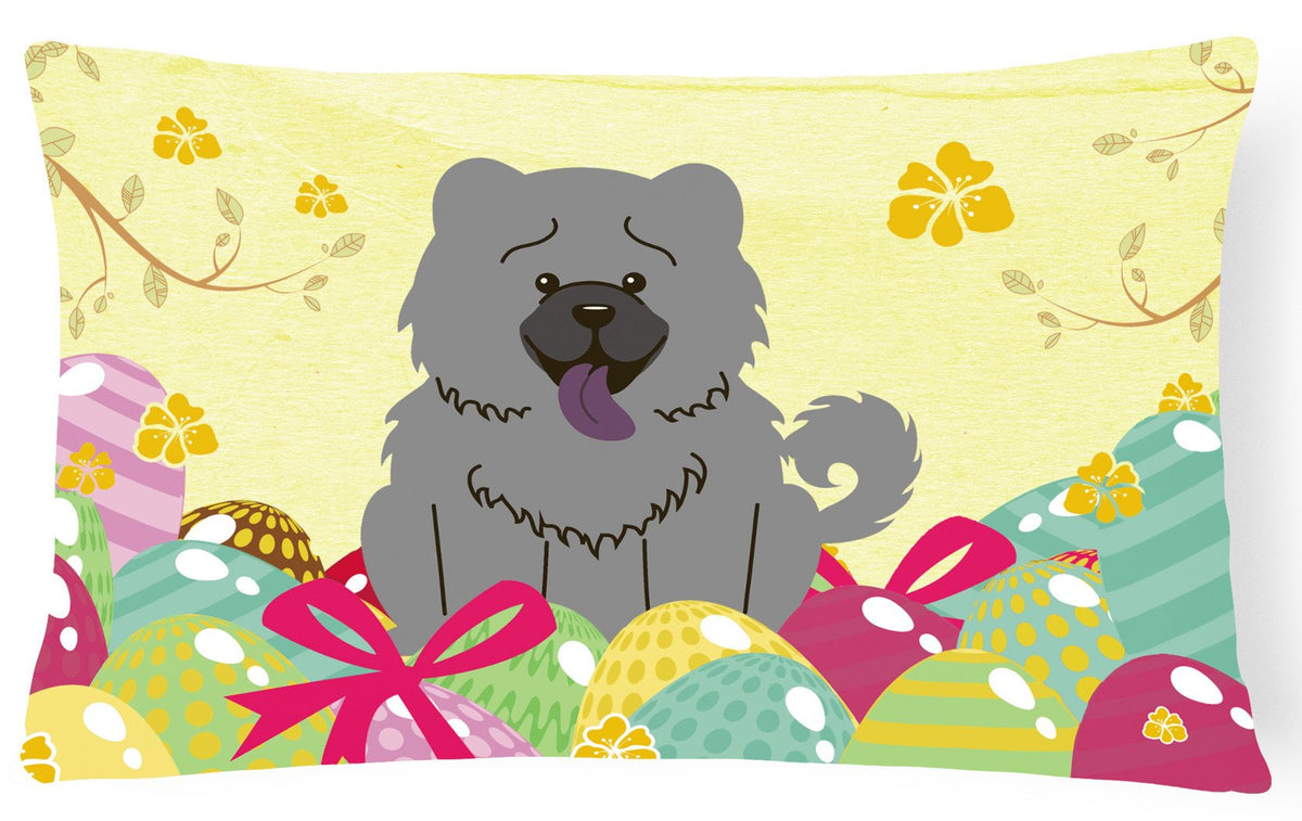 Easter Eggs Chow Chow Blue Canvas Fabric Decorative Pillow BB6139PW1216 by Caroline&#39;s Treasures