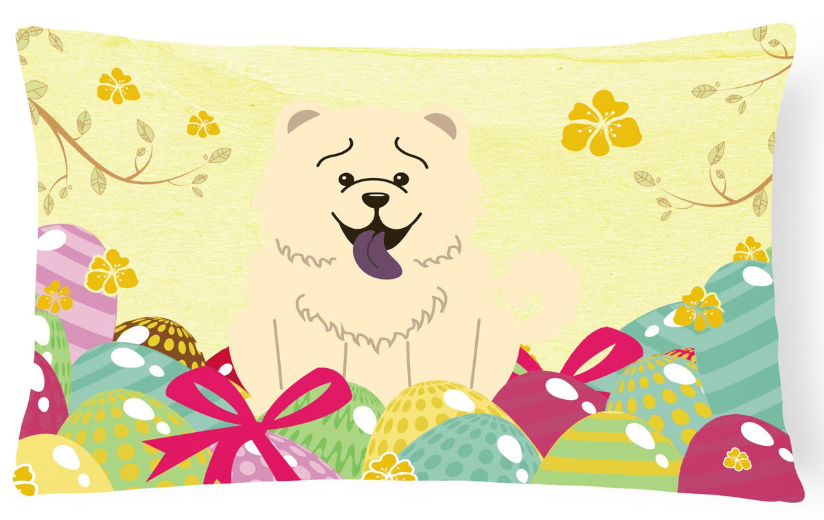 Easter Eggs Chow Chow White Canvas Fabric Decorative Pillow BB6140PW1216 by Caroline&#39;s Treasures