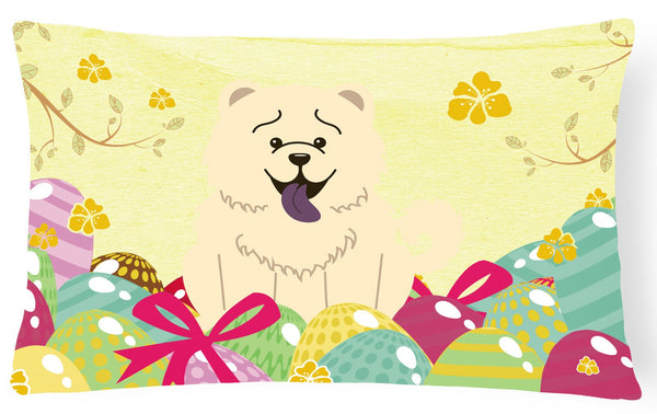 Easter Eggs Chow Chow White Canvas Fabric Decorative Pillow BB6140PW1216 by Caroline's Treasures