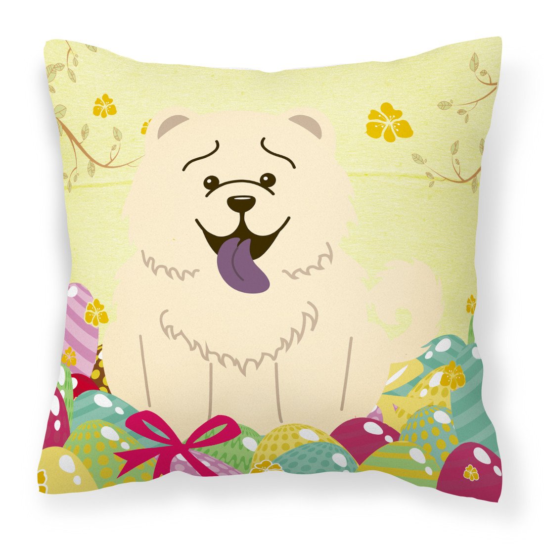Easter Eggs Chow Chow White Fabric Decorative Pillow BB6140PW1818 by Caroline&#39;s Treasures