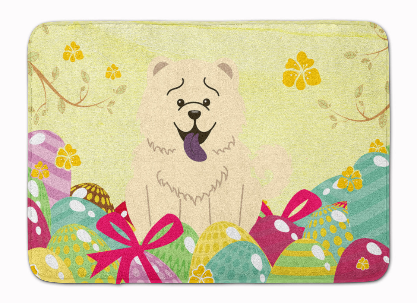 Easter Eggs Chow Chow White Machine Washable Memory Foam Mat BB6140RUG - the-store.com