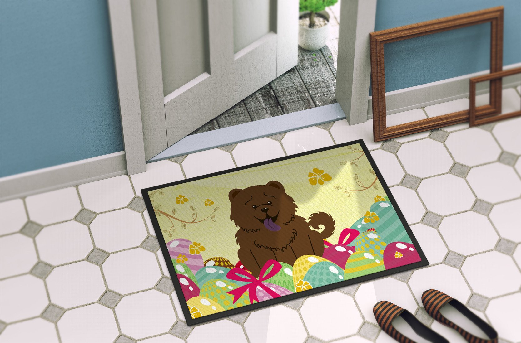 Easter Eggs Chow Chow Chocolate Indoor or Outdoor Mat 24x36 BB6141JMAT by Caroline's Treasures