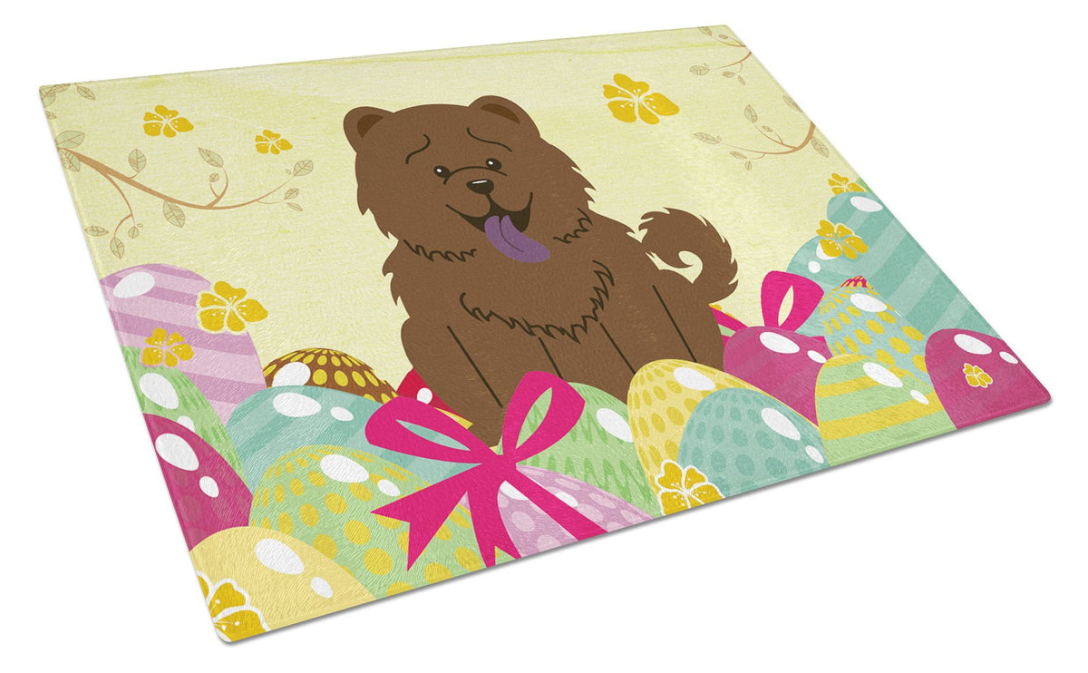 Easter Eggs Chow Chow Chocolate Glass Cutting Board Large BB6141LCB by Caroline&#39;s Treasures