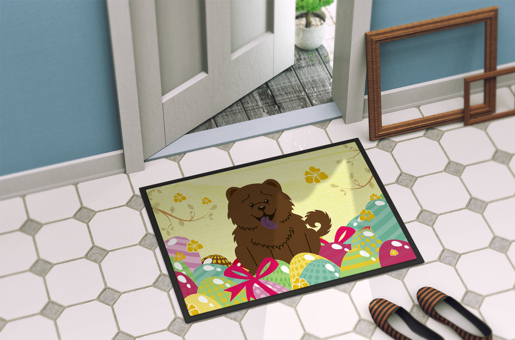 Easter Eggs Chow Chow Chocolate Indoor or Outdoor Mat 18x27 BB6141MAT - the-store.com