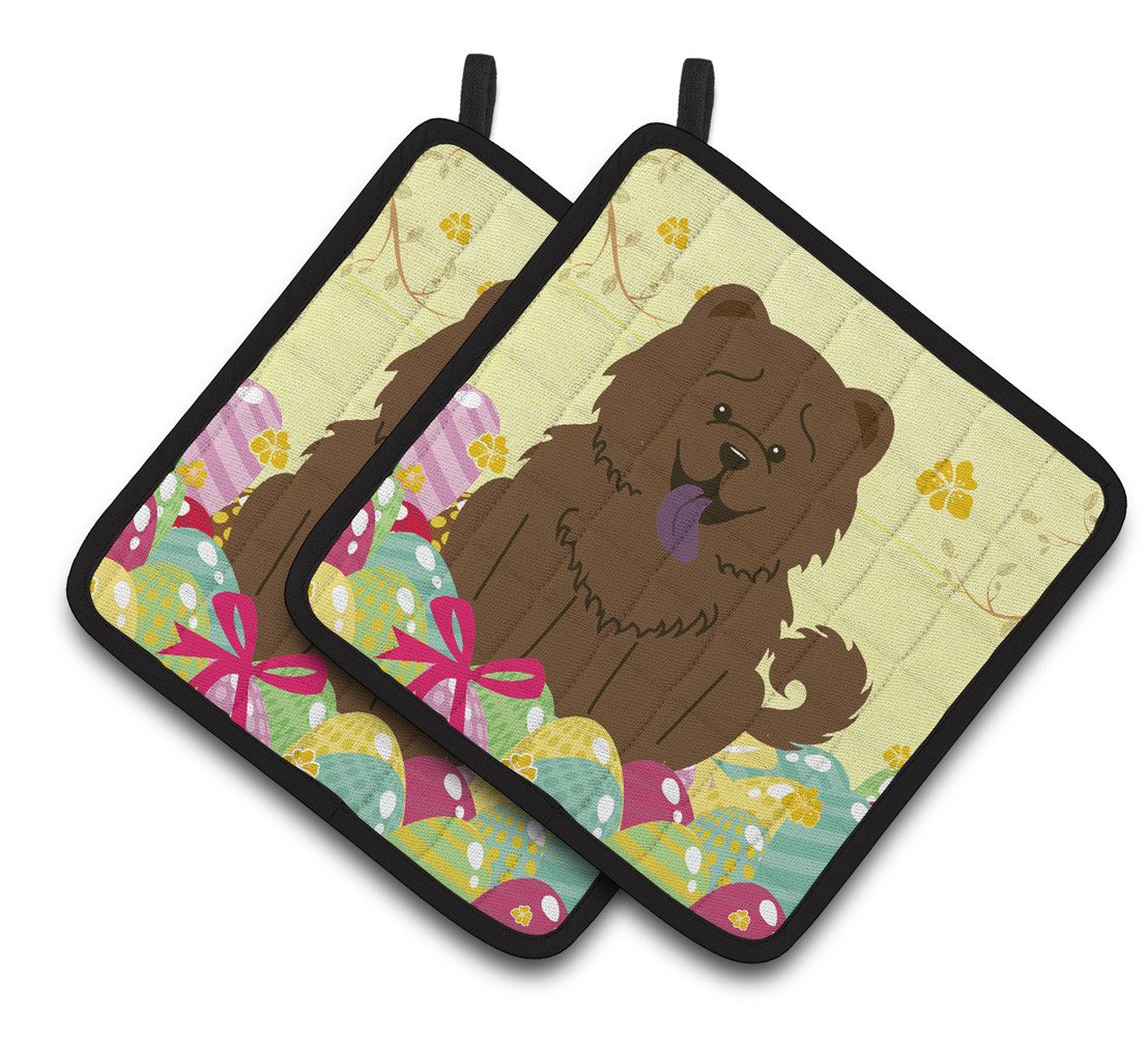 Easter Eggs Chow Chow Chocolate Pair of Pot Holders BB6141PTHD by Caroline&#39;s Treasures