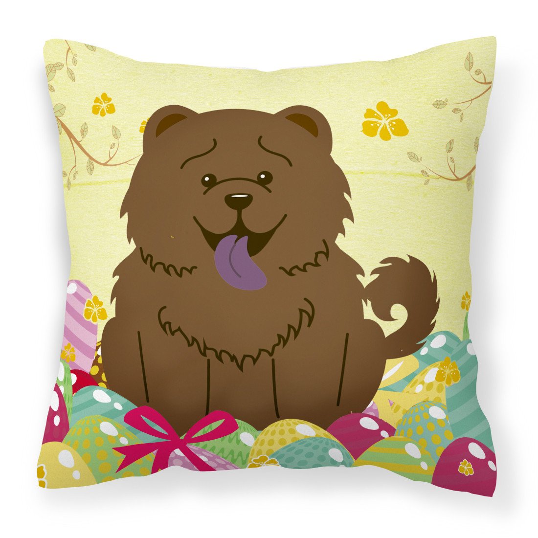 Easter Eggs Chow Chow Chocolate Fabric Decorative Pillow BB6141PW1818 by Caroline&#39;s Treasures