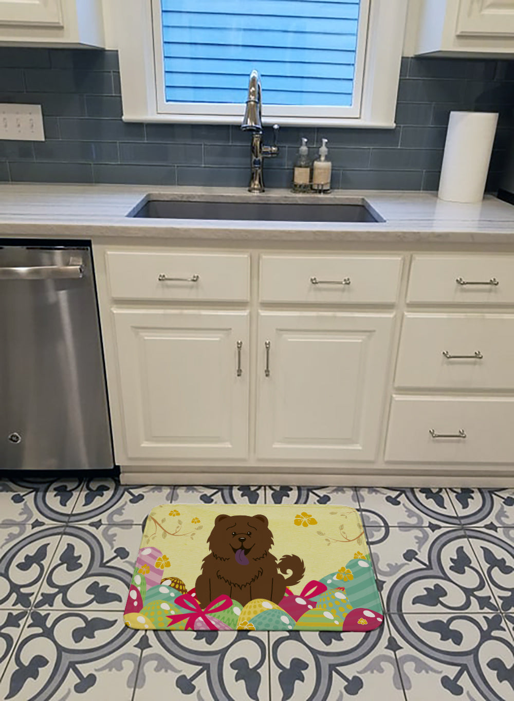 Easter Eggs Chow Chow Chocolate Machine Washable Memory Foam Mat BB6141RUG - the-store.com