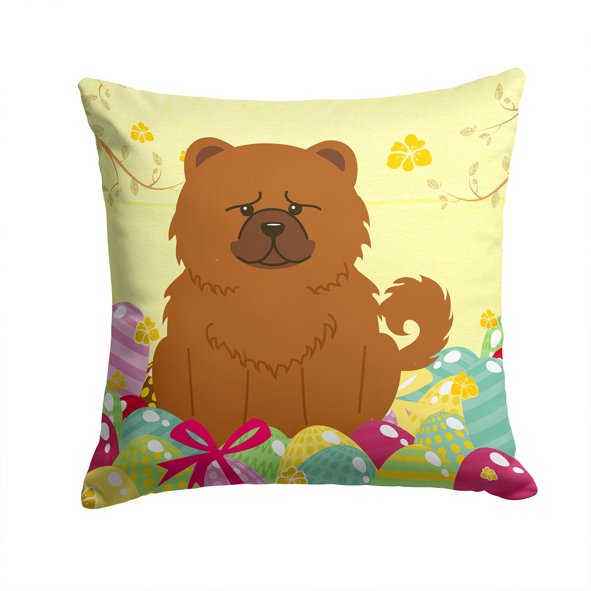 Easter Eggs Chow Chow Red Fabric Decorative Pillow BB6142PW1414 - the-store.com