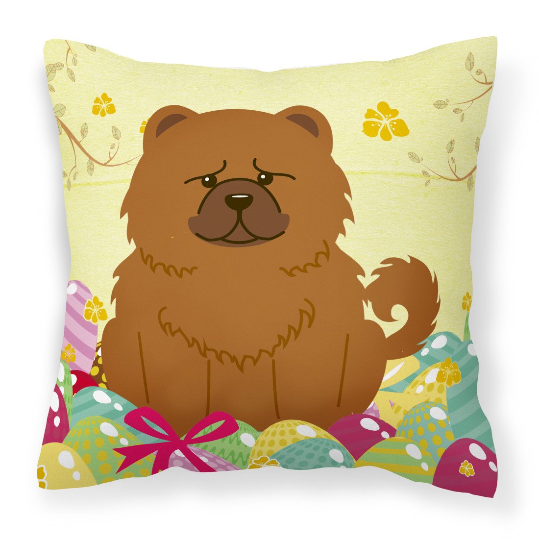 Easter Eggs Chow Chow Red Fabric Decorative Pillow BB6142PW1818 by Caroline&#39;s Treasures