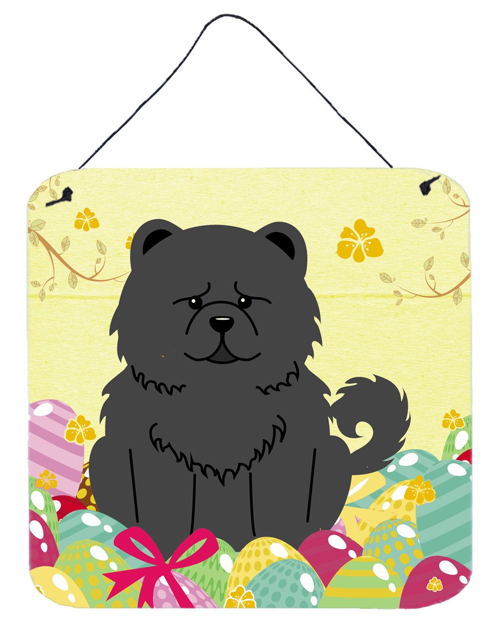 Easter Eggs Chow Chow Black Wall or Door Hanging Prints BB6143DS66 by Caroline&#39;s Treasures