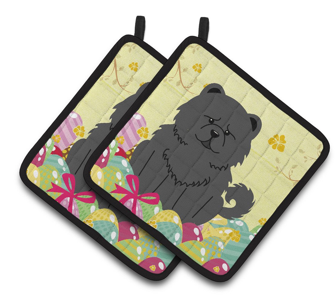 Easter Eggs Chow Chow Black Pair of Pot Holders BB6143PTHD by Caroline&#39;s Treasures