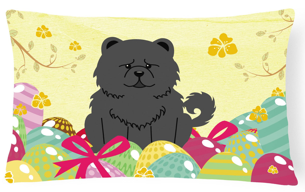 Easter Eggs Chow Chow Black Canvas Fabric Decorative Pillow BB6143PW1216 by Caroline&#39;s Treasures