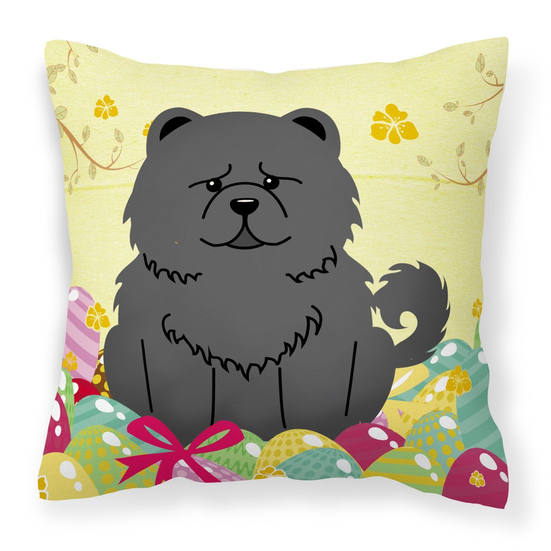Easter Eggs Chow Chow Black Fabric Decorative Pillow BB6143PW1818 by Caroline&#39;s Treasures