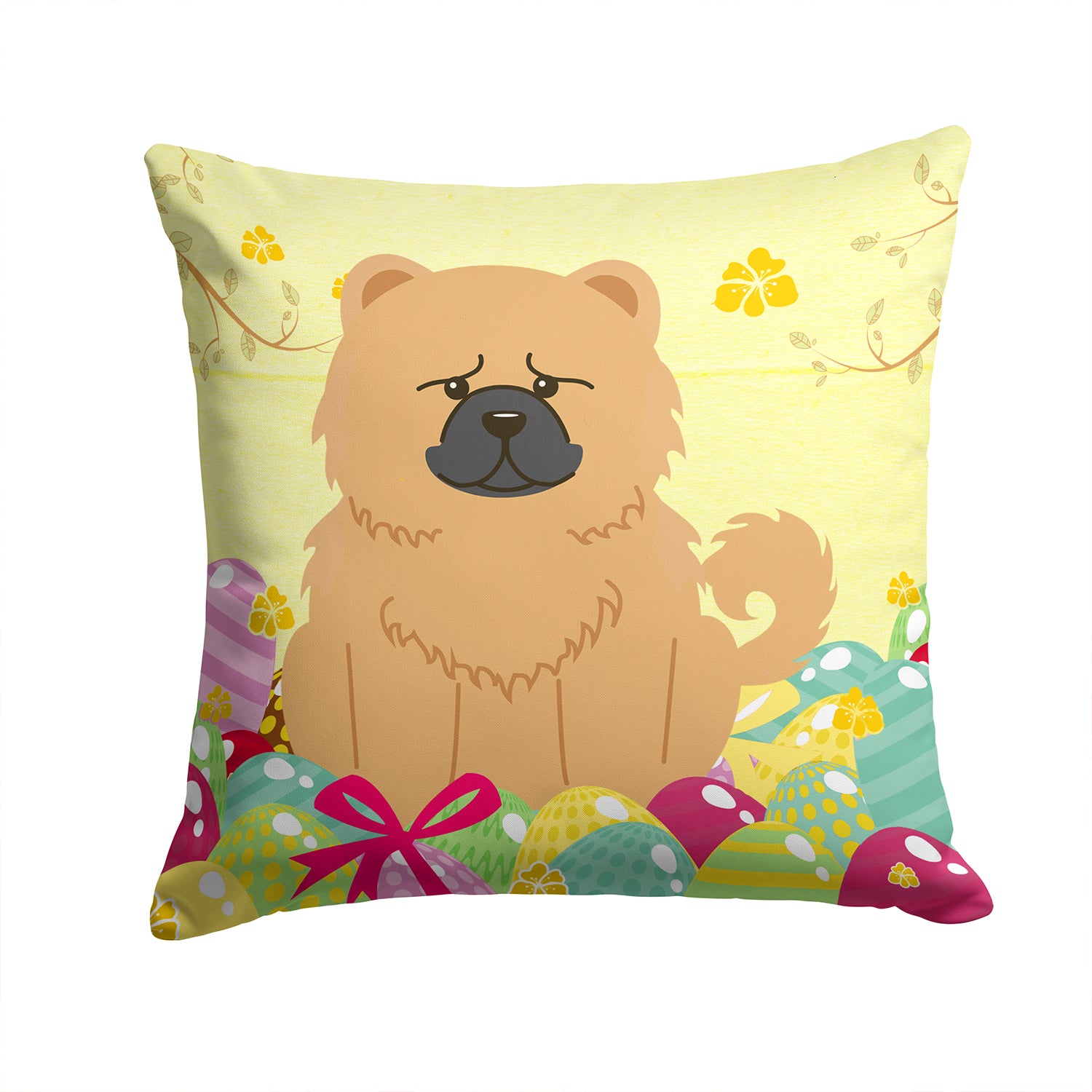 Easter Eggs Chow Chow Cream Fabric Decorative Pillow BB6144PW1414 - the-store.com