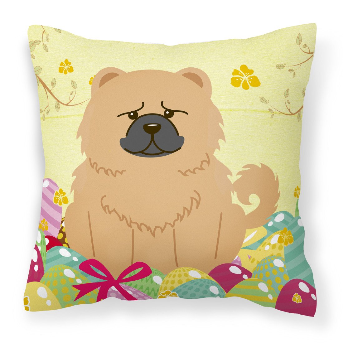Easter Eggs Chow Chow Cream Fabric Decorative Pillow BB6144PW1818 by Caroline's Treasures