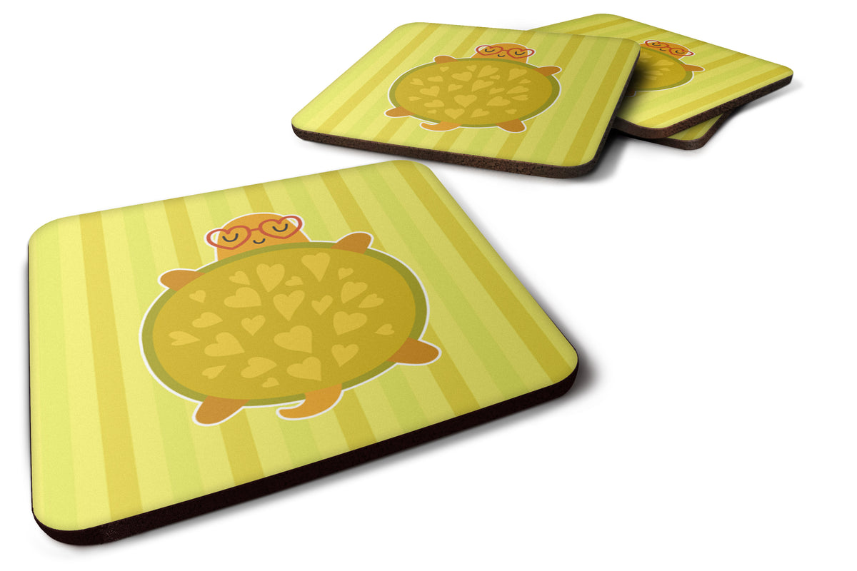 Turtle with Glasses Foam Coaster Set of 4 BB6736FC - the-store.com