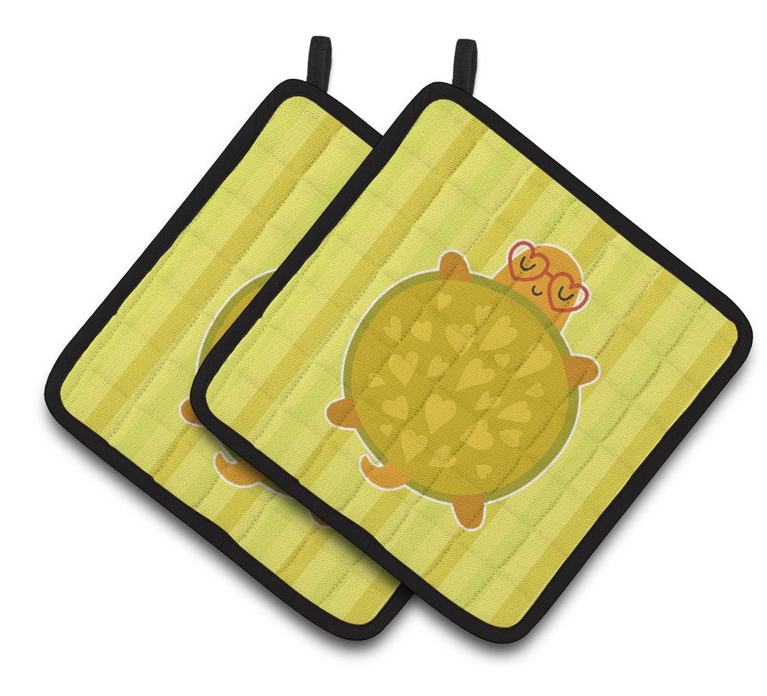 Turtle with Glasses Pair of Pot Holders BB6736PTHD by Caroline&#39;s Treasures