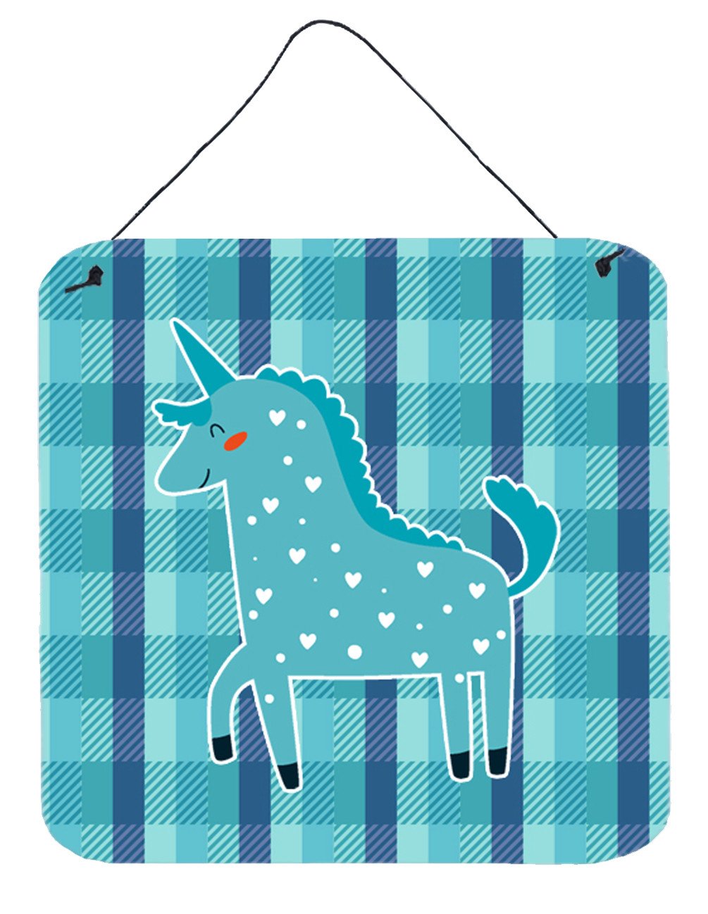 Unicorn in Plaid Wall or Door Hanging Prints BB6740DS66 by Caroline&#39;s Treasures