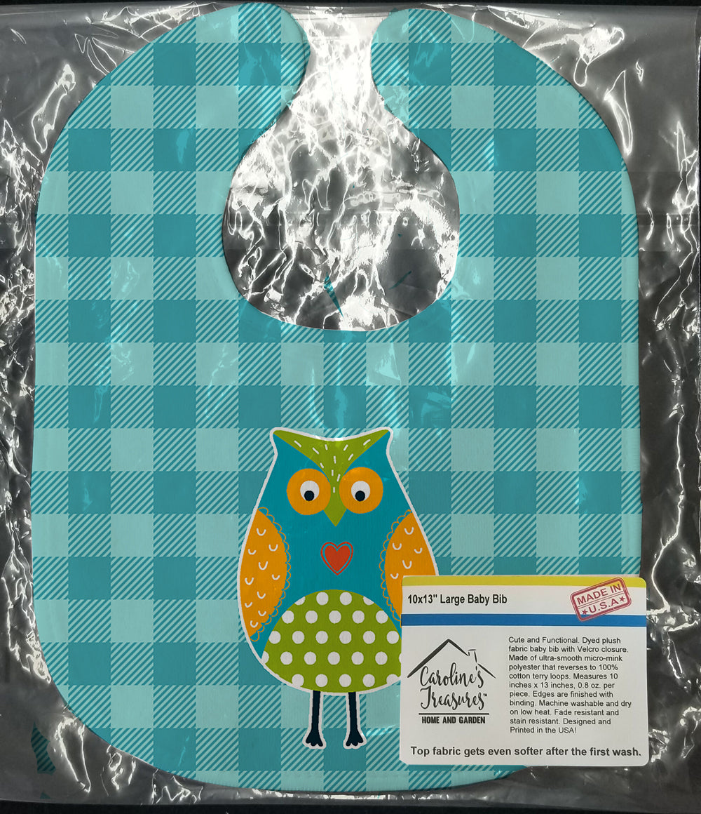 Owl on Blue Plaid Baby Bib BB6755BIB - the-store.com