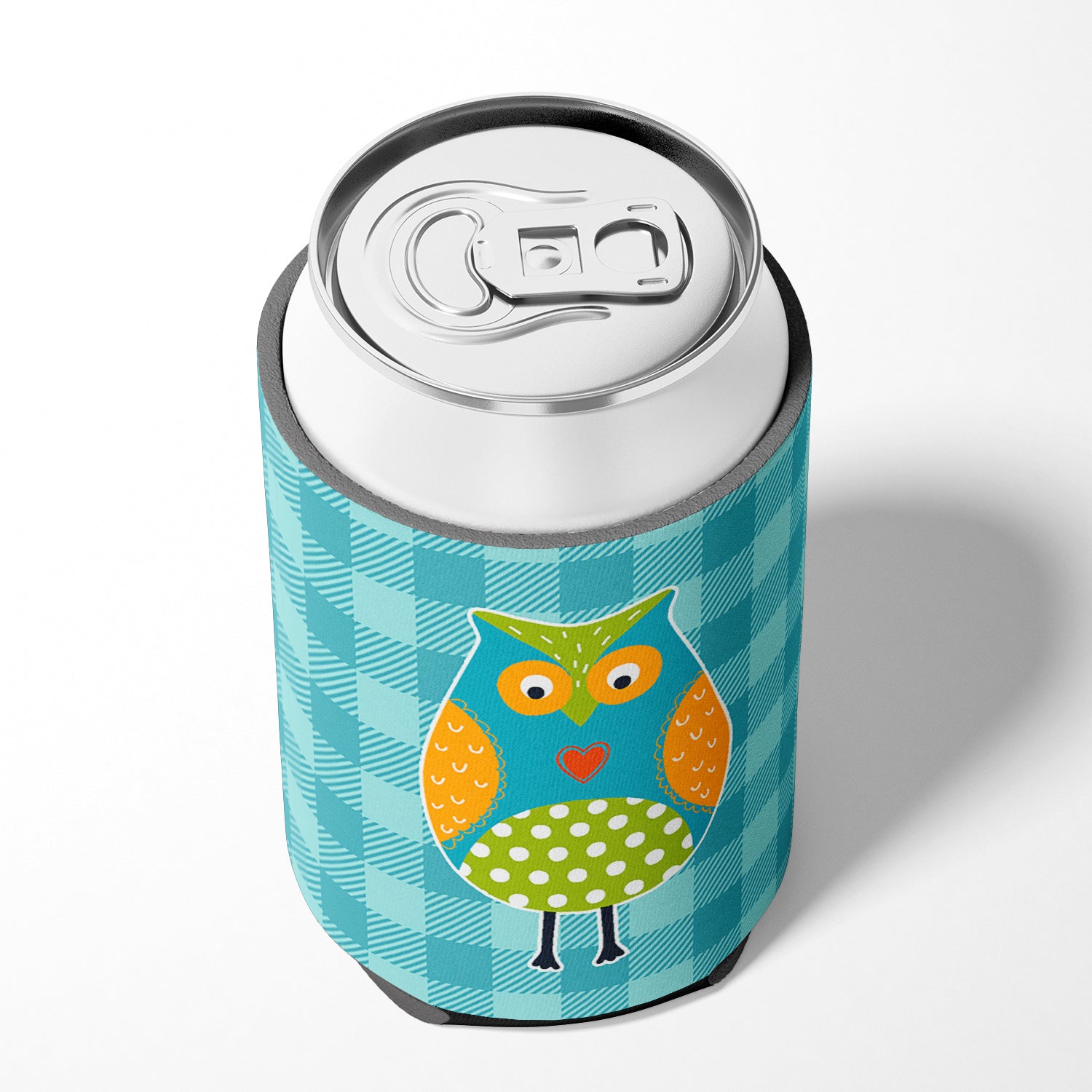 Owl on Blue Plaid Can or Bottle Hugger BB6755CC