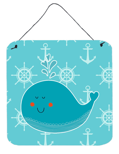 Whale with Anchors Wall or Door Hanging Prints BB6765DS66 by Caroline's Treasures