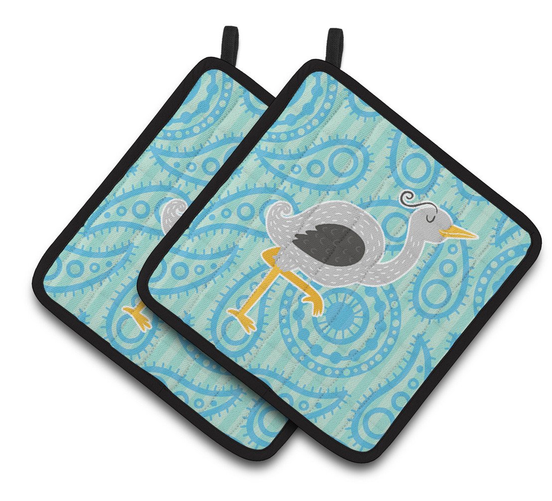 Ostrich Pair of Pot Holders BB6784PTHD by Caroline's Treasures