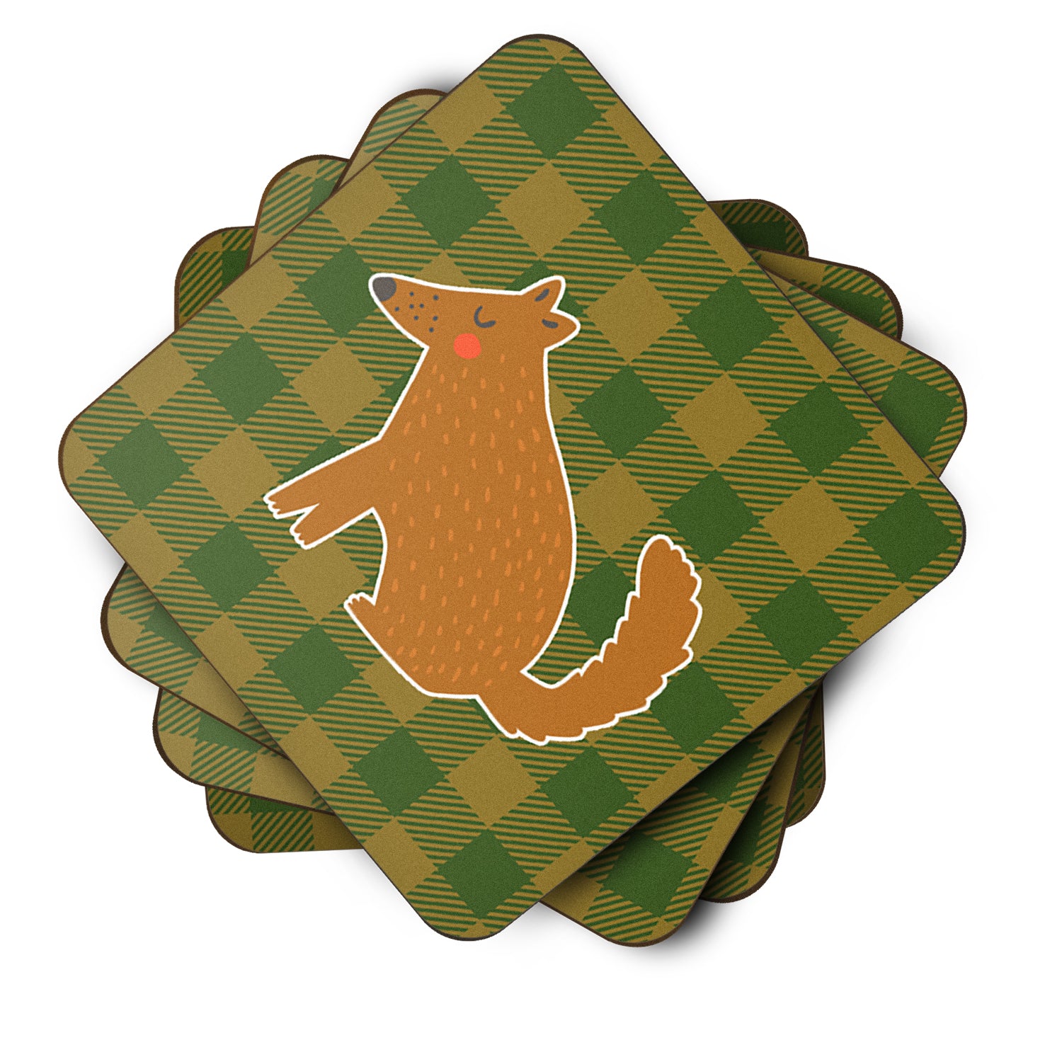 Brown Wolf Foam Coaster Set of 4 BB6788FC - the-store.com