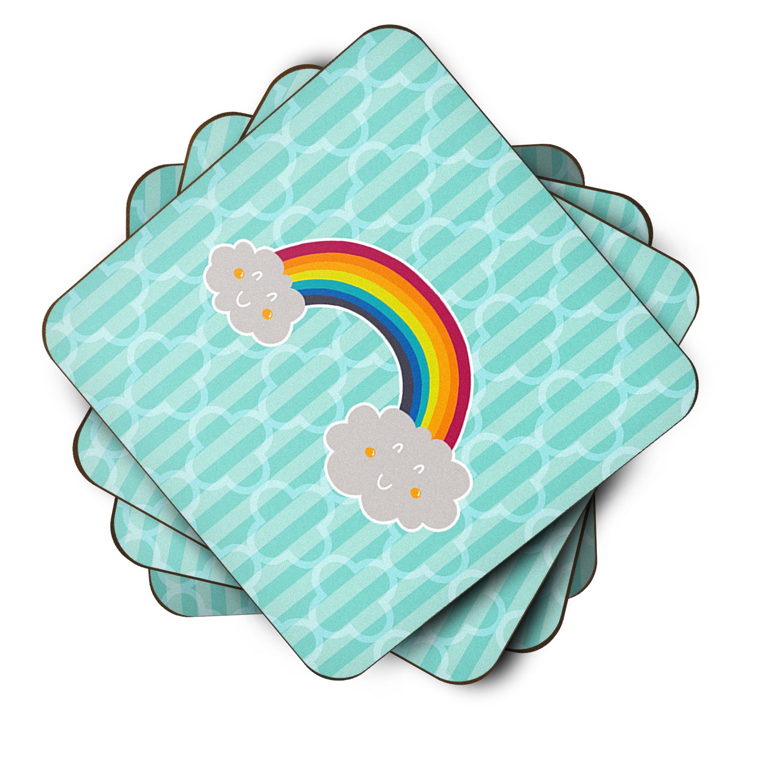 Rainbow in Clouds Foam Coaster Set of 4 BB6789FC - the-store.com