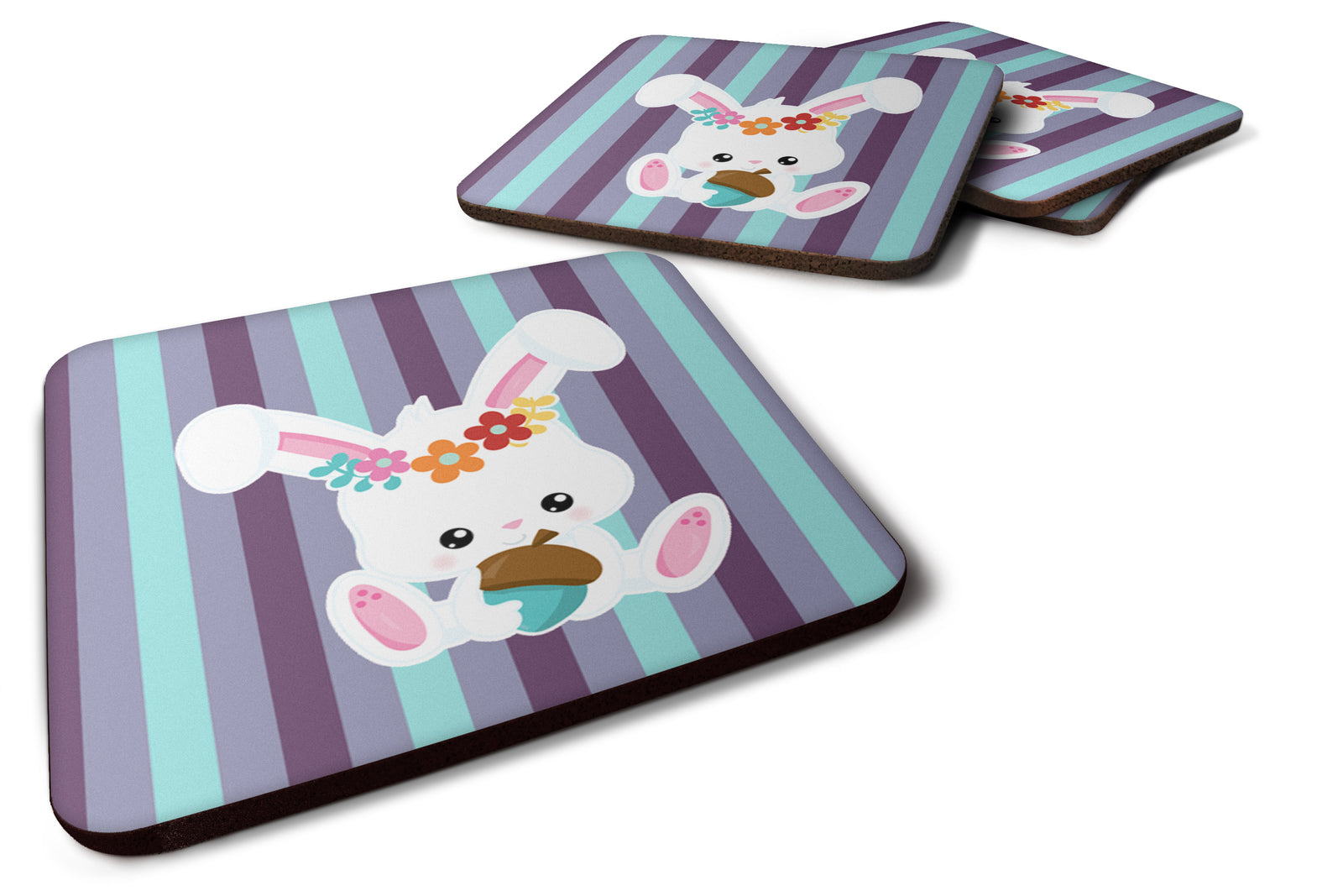 Bunny Rabbit Foam Coaster Set of 4 BB6790FC - the-store.com