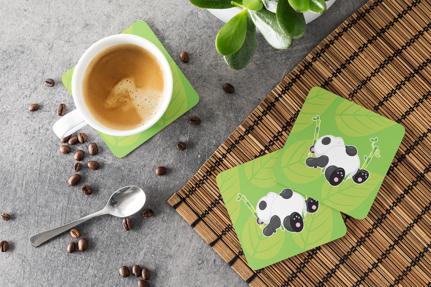 Passed Out Panda Foam Coaster Set of 4 BB6798FC - the-store.com